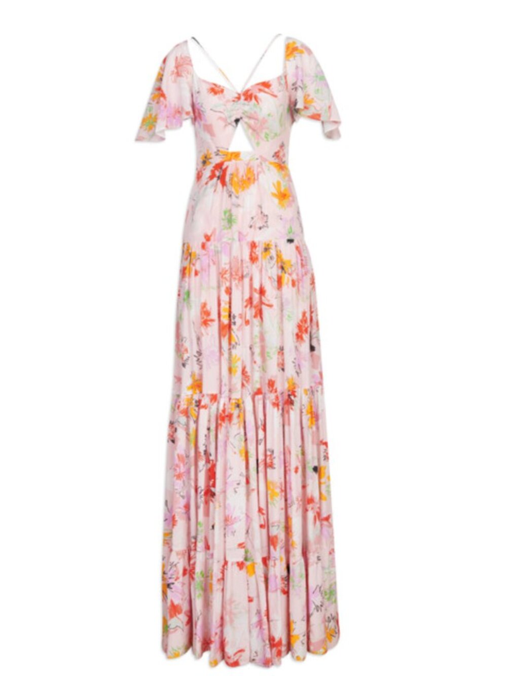 $695 Tanya Taylor Women's Pink Willa V Neck Floral Print Silk Dress Size 8